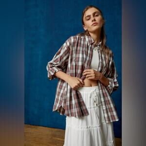 BDG Urban Outfitters Women’s Dad Button-Down Shirt Bright Red Size Large